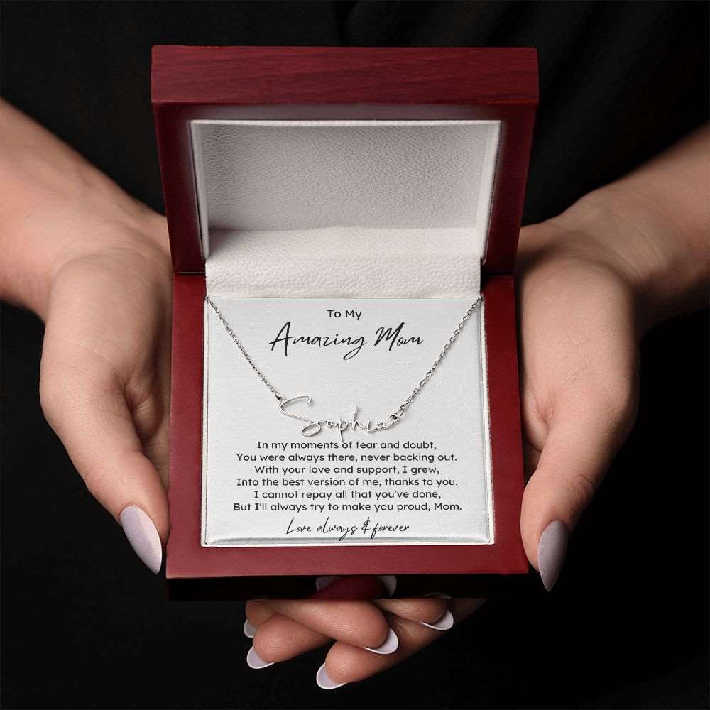 To Amazing Mom Signature Name Necklace