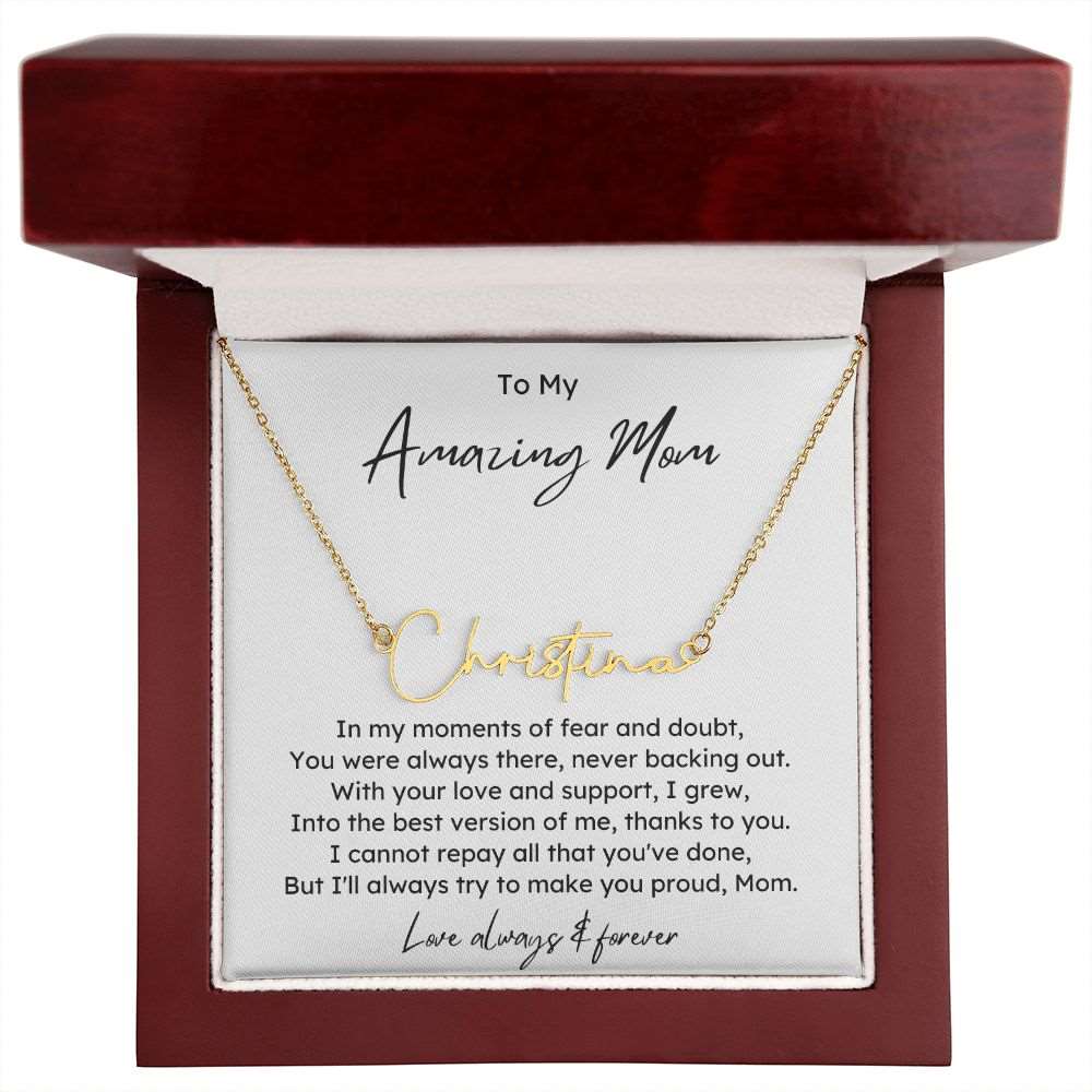 To Amazing Mom Signature Name Necklace