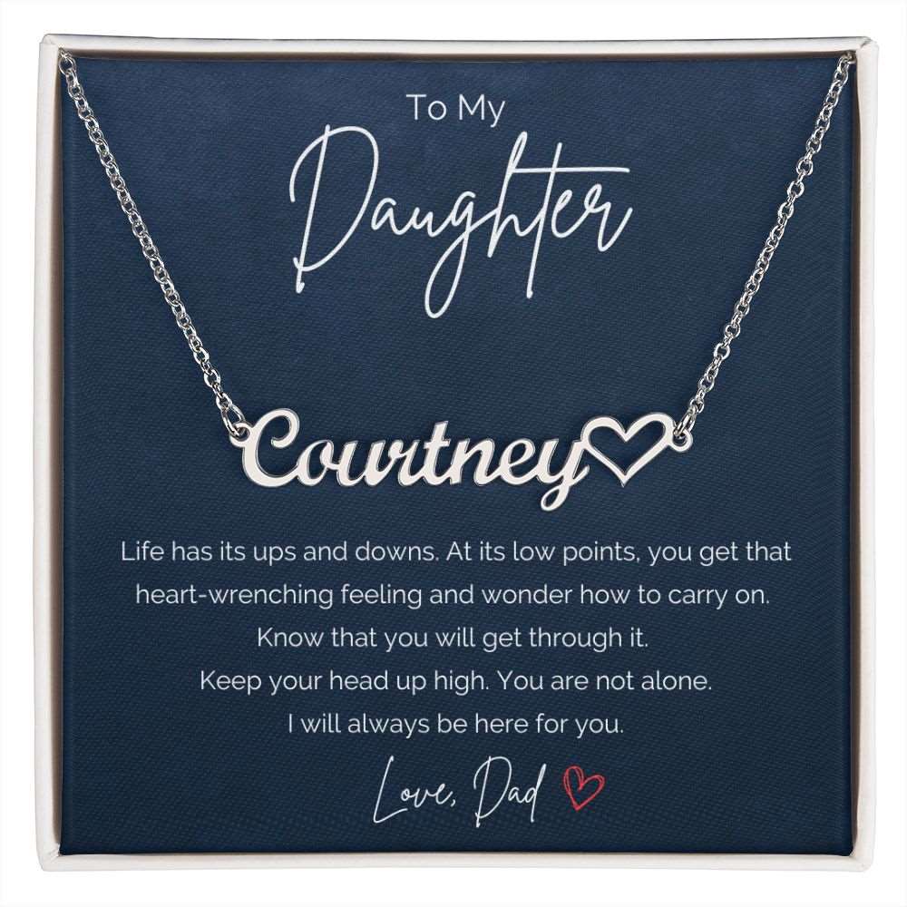 Encouragement Gift To Daughter from Dad-Name Necklace+Heart