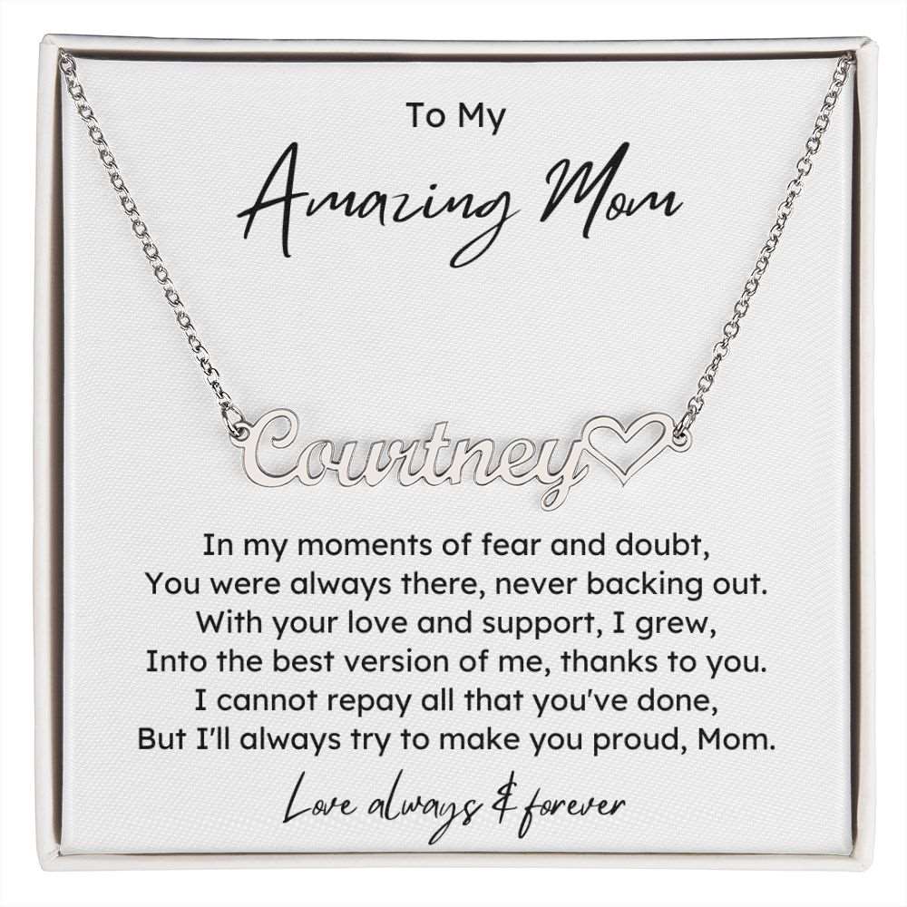 Amazing Mom Name Necklace + Heart