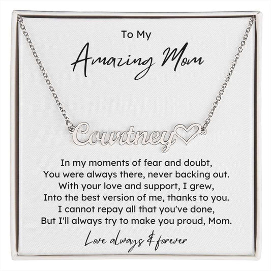 Amazing Mom Name Necklace + Heart