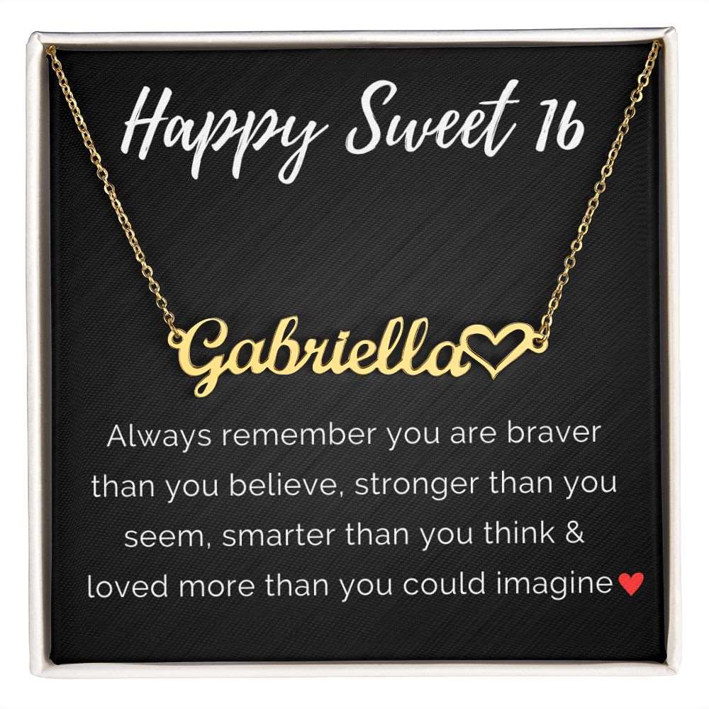 Personalized Sweet 16 Birthday Name Necklace + Heart