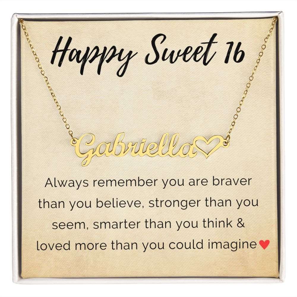 Personalized Sweet 16 Birthday Name Necklace + Heart