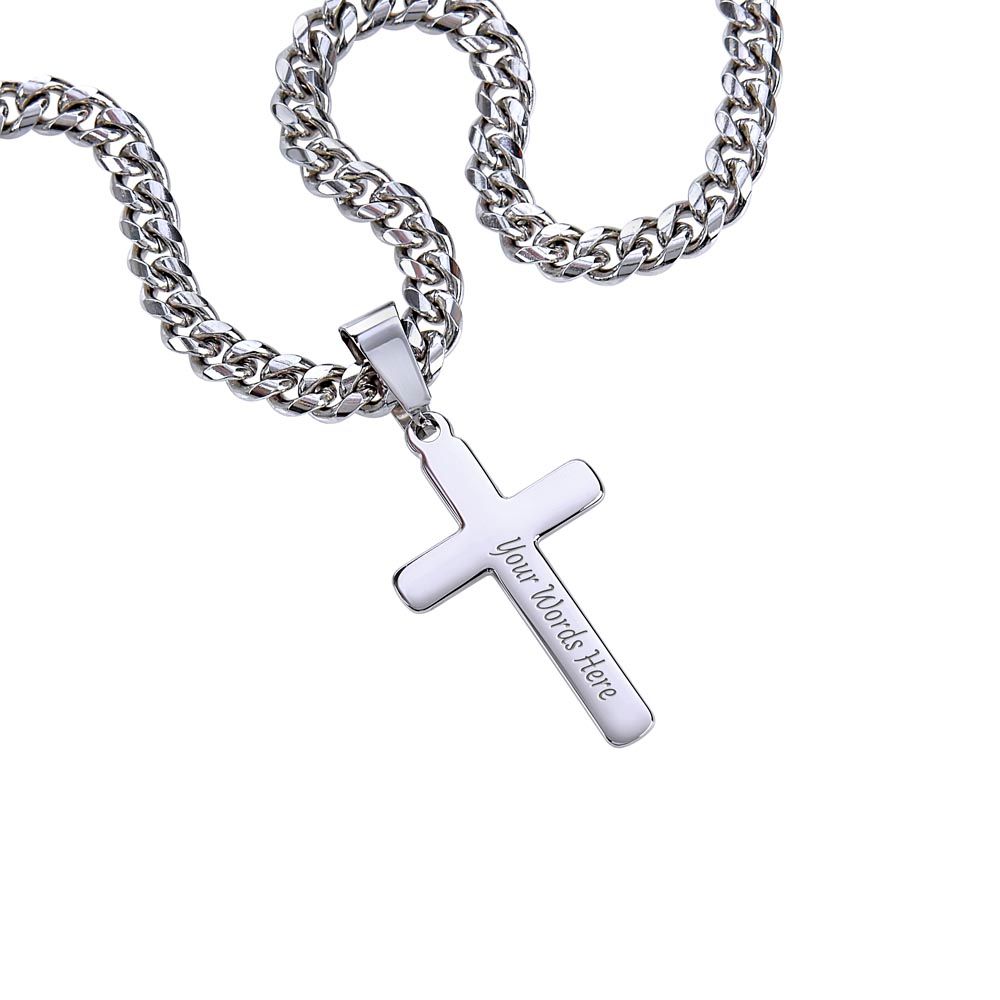 To My Son Cuban Link Chain & Cross | Personalized