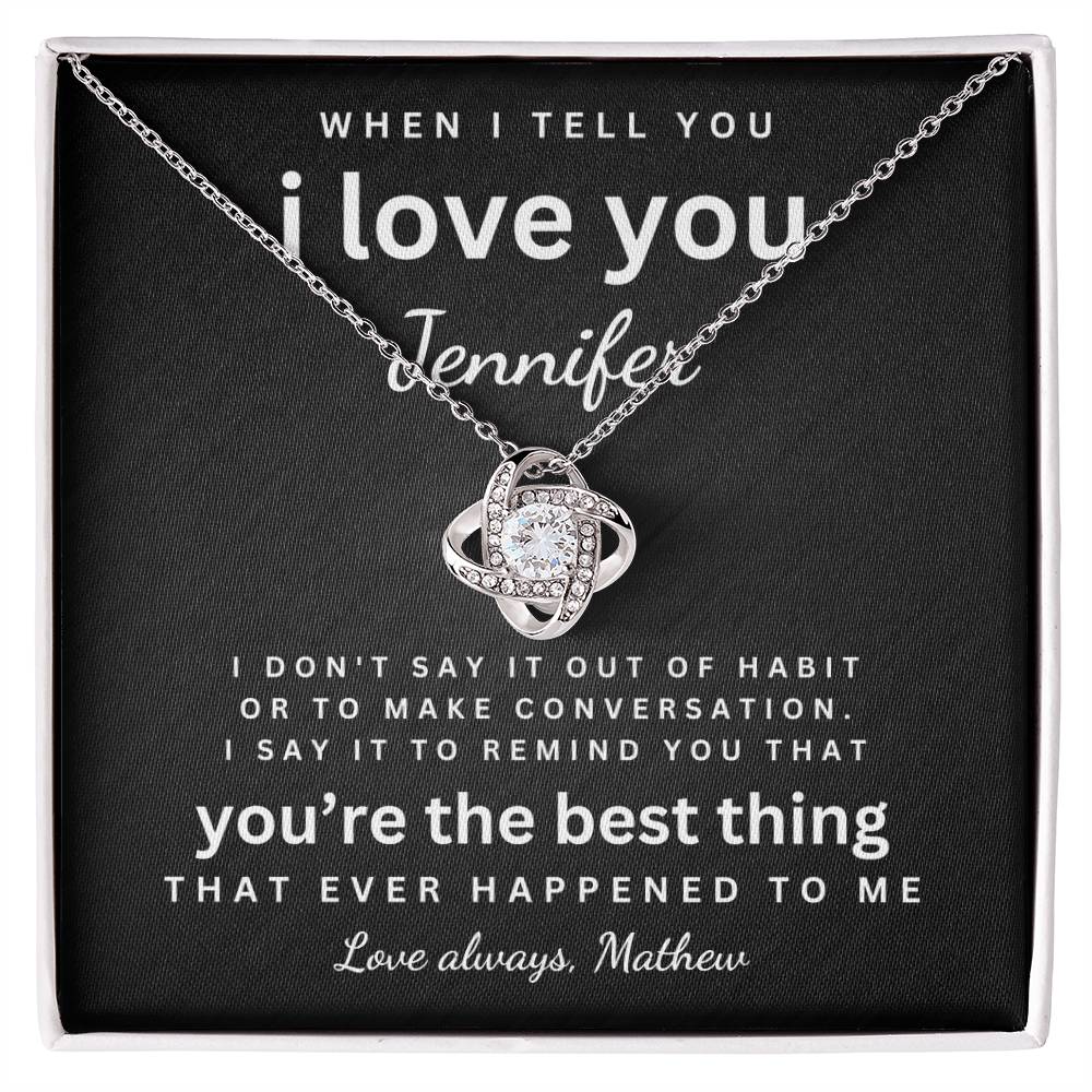 Love Knot Necklace for Her -Personalized Message Card