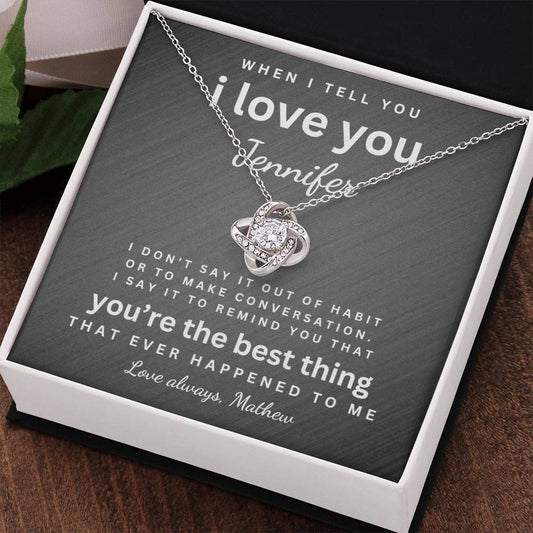 Love Knot Necklace for Her -Personalized Message Card