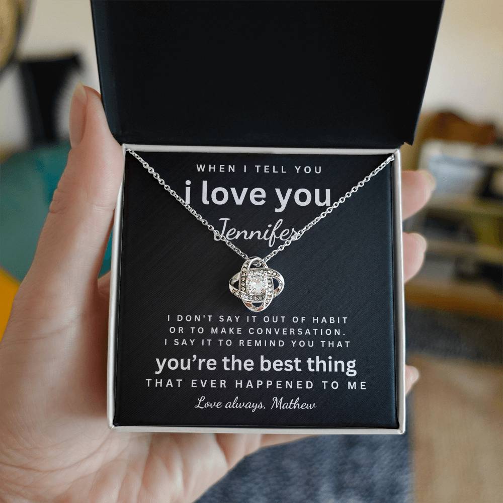 Love Knot Necklace for Her -Personalized Message Card