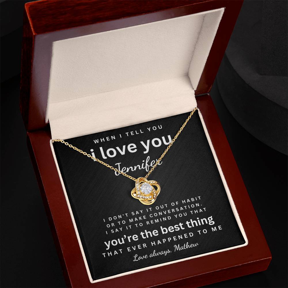 Love Knot Necklace for Her -Personalized Message Card