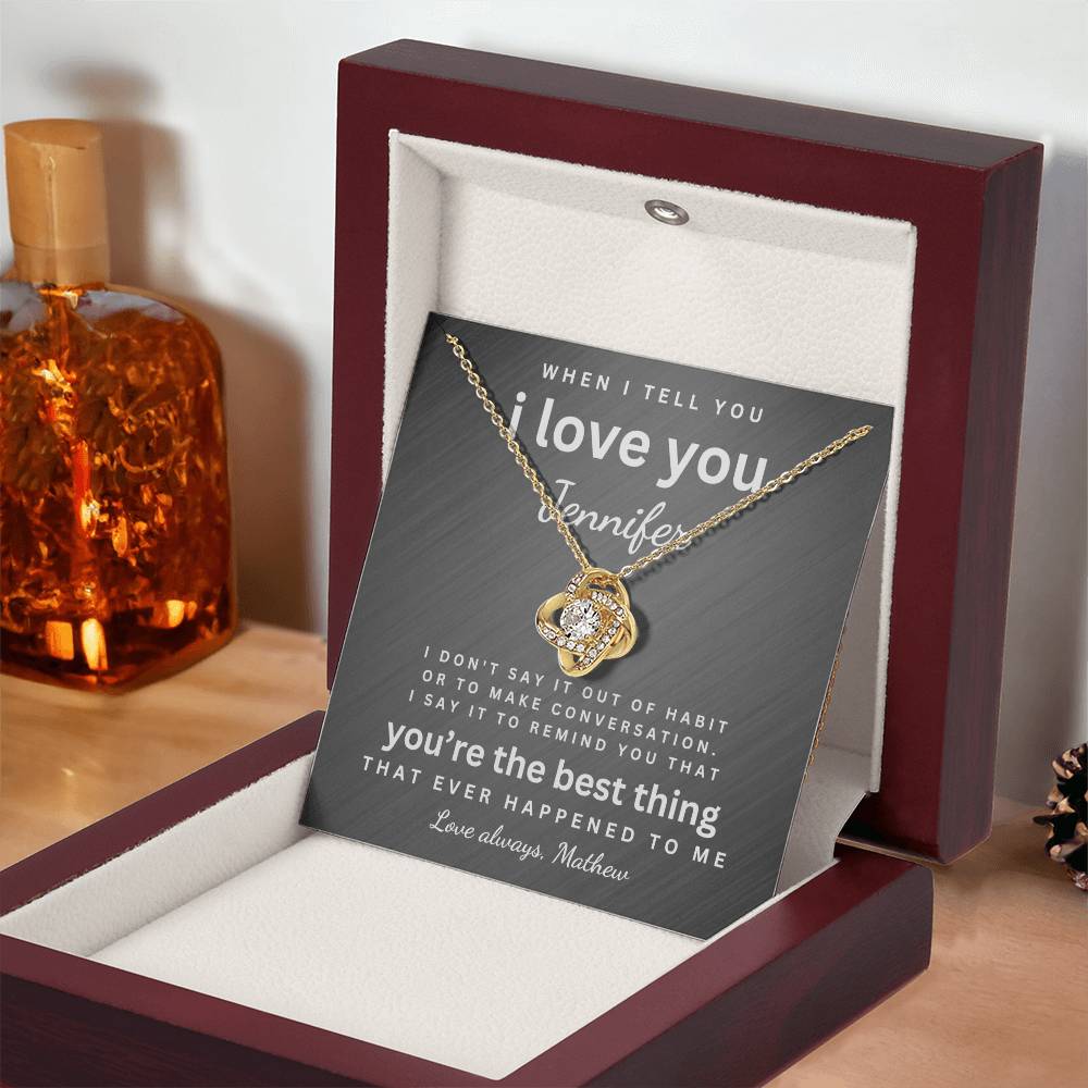 Love Knot Necklace for Her -Personalized Message Card