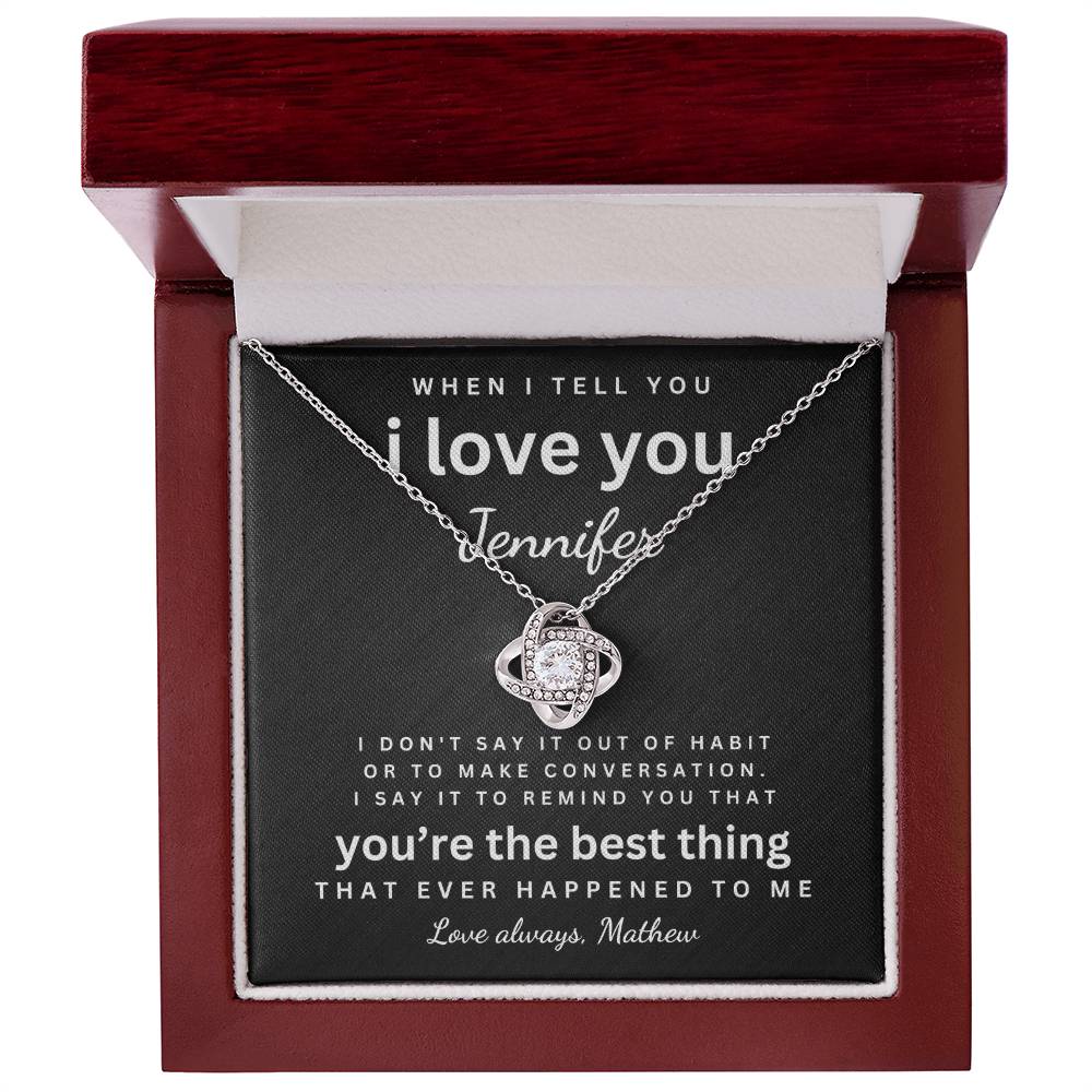 Love Knot Necklace for Her -Personalized Message Card