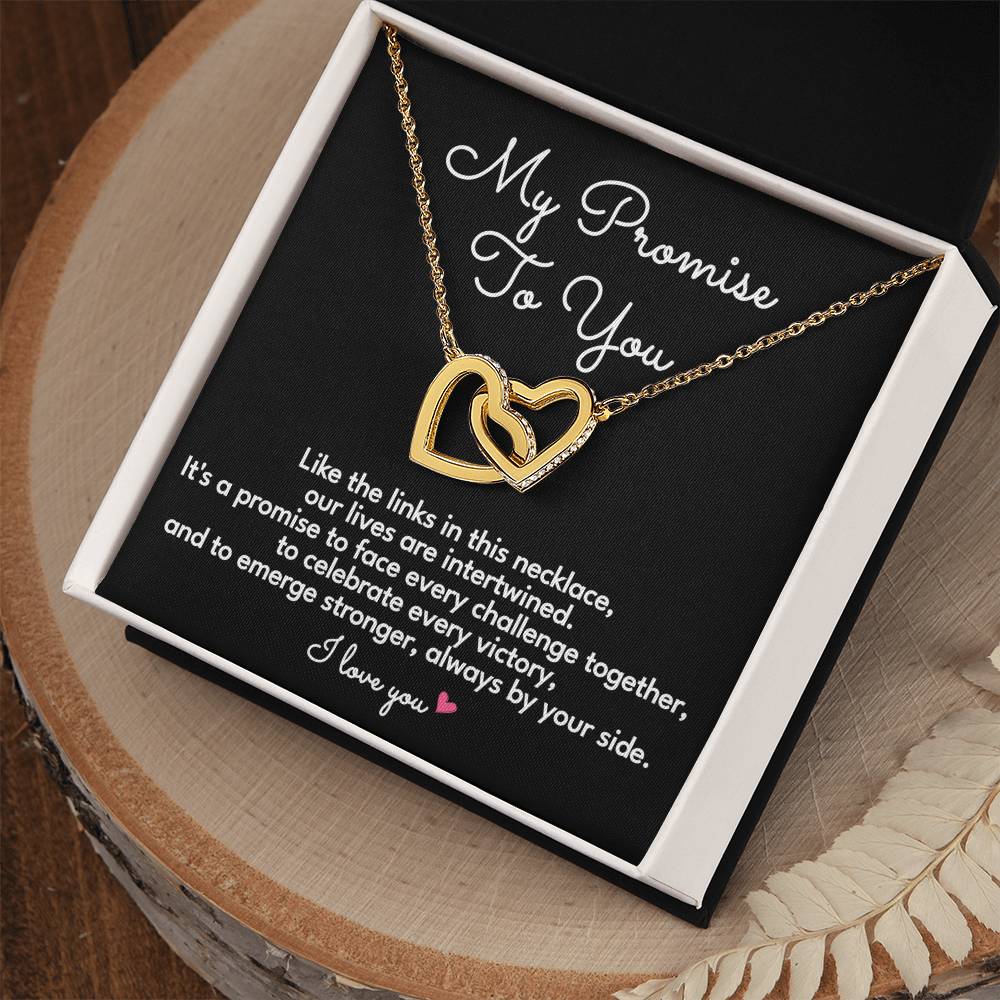 Promise Necklace For Her Girlfriend Wife Fiancée Interlocking Hearts