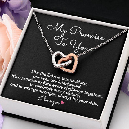 Promise Necklace For Her Girlfriend Wife Fiancée Interlocking Hearts