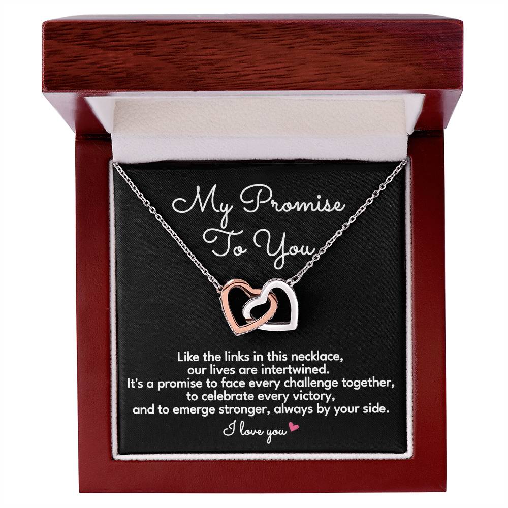 Promise Necklace For Her Girlfriend Wife Fiancée Interlocking Hearts