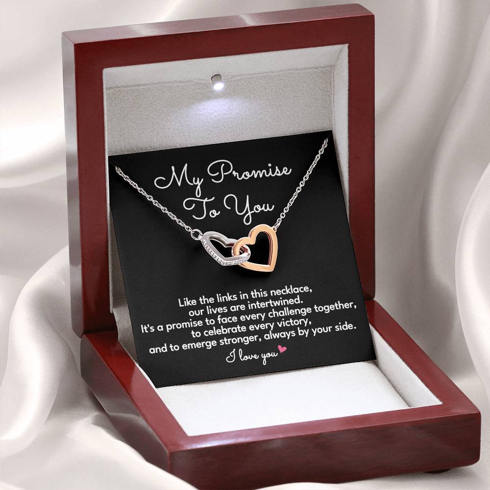 Promise Necklace For Her Girlfriend Wife Fiancée Interlocking Hearts