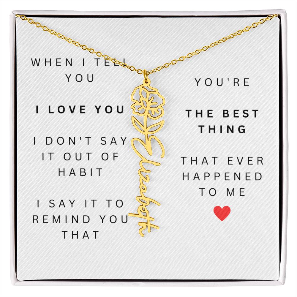 Personalized Name Necklace, Birth Month Flower & Love Message | Wife Girlfriend Gift For Valentines Day Birthday Anniversary