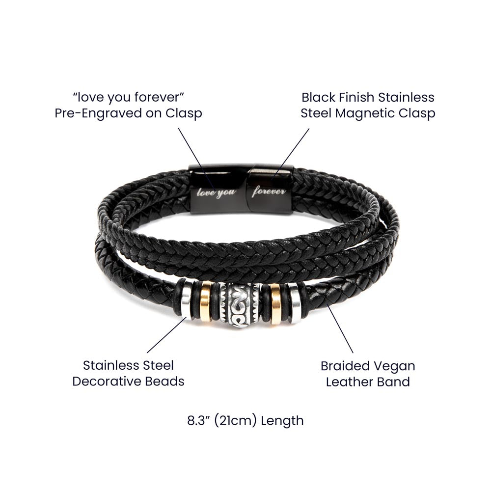 Men's Leather Bracelet Gift for Him: "You're the Best Thing"