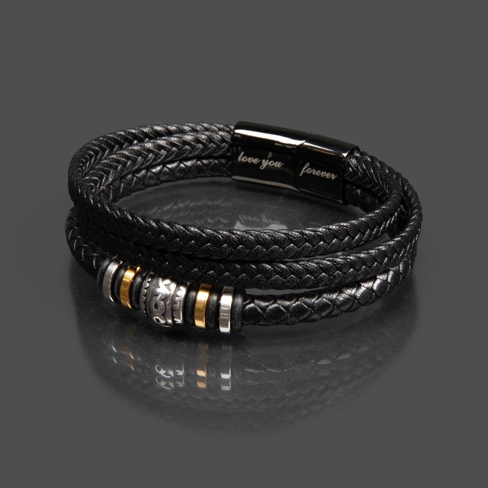 to My Son Bracelet from Mom & Dad Men’s Bracelets for Son Black Bracelet Leather “Forever Linked with My Son” Handmade Men's Braided Rope Bracelets