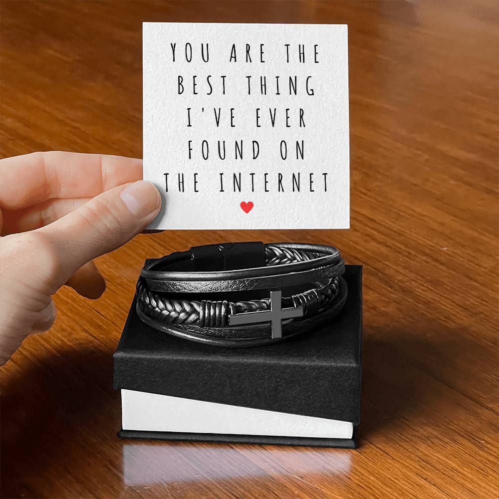 Best Thing On The Internet Cross Leather Bracelet For Him