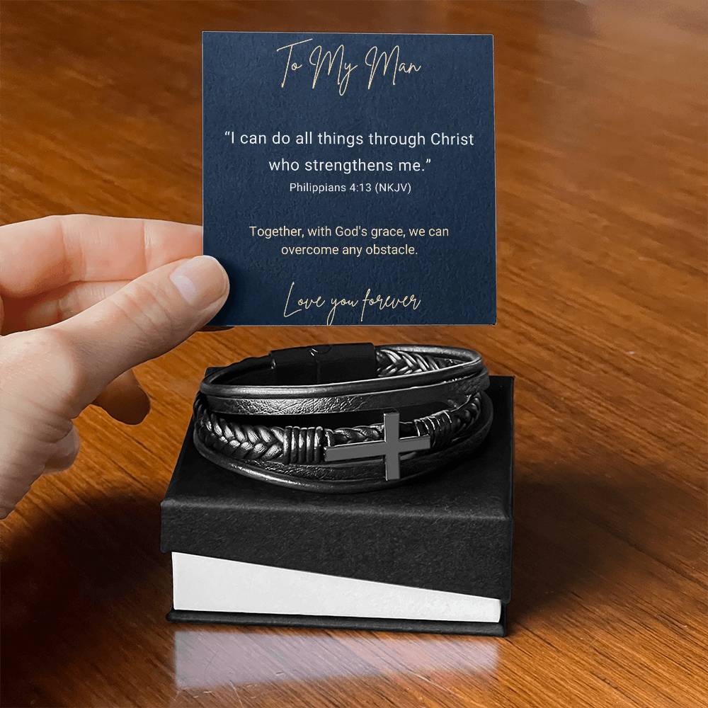 Cross Bracelet For Men-Phil 4:13