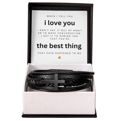 Men's Cross Bracelet Gift for Him: "You're the Best Thing"