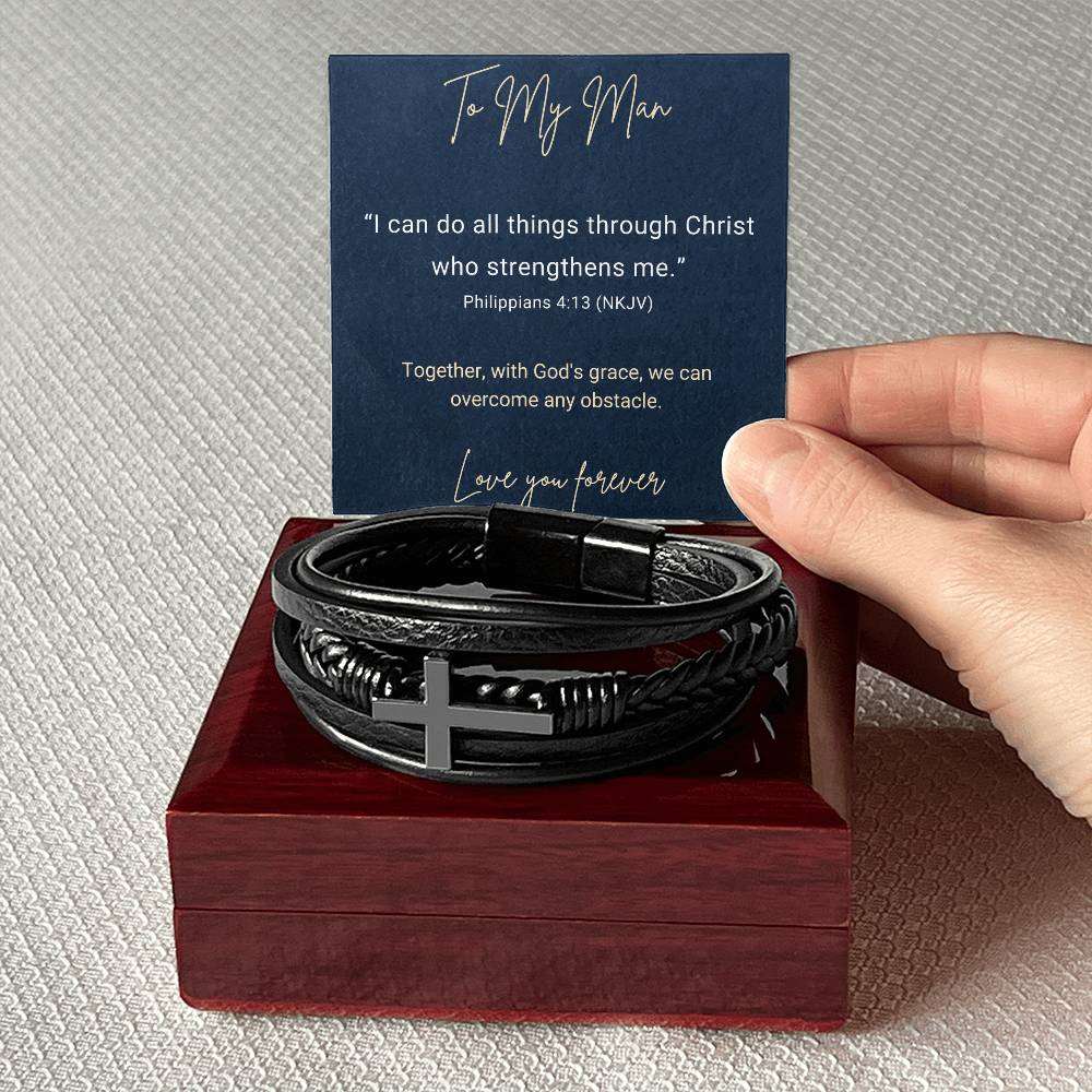 Cross Bracelet For Men-Phil 4:13