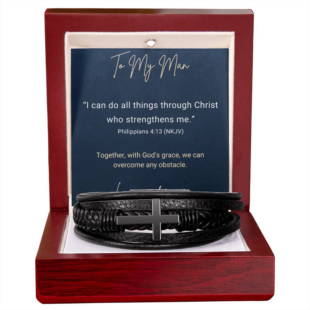 Cross Bracelet For Men-Phil 4:13