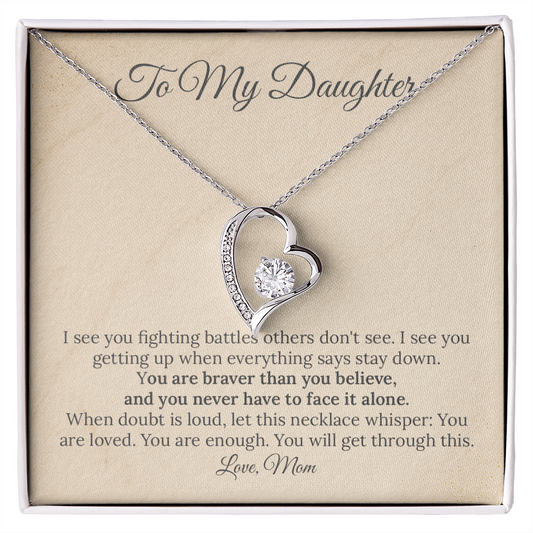 To My Daughter "I See You Fighting" Necklace | Strength & Resilience Gift | Heart Pendant for Invisible Battles from Mom
