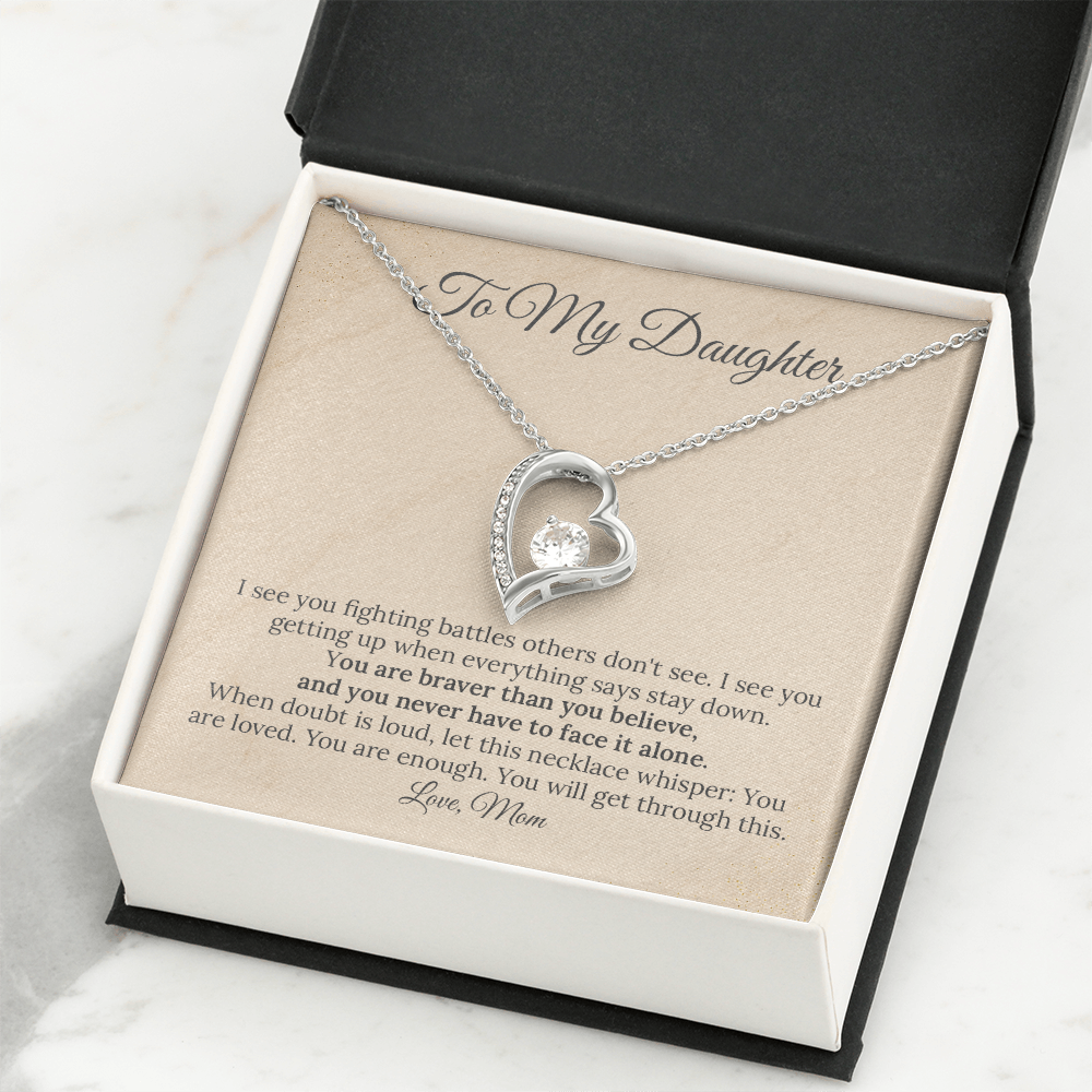 To My Daughter "I See You Fighting" Necklace | Strength & Resilience Gift | Heart Pendant for Invisible Battles from Mom