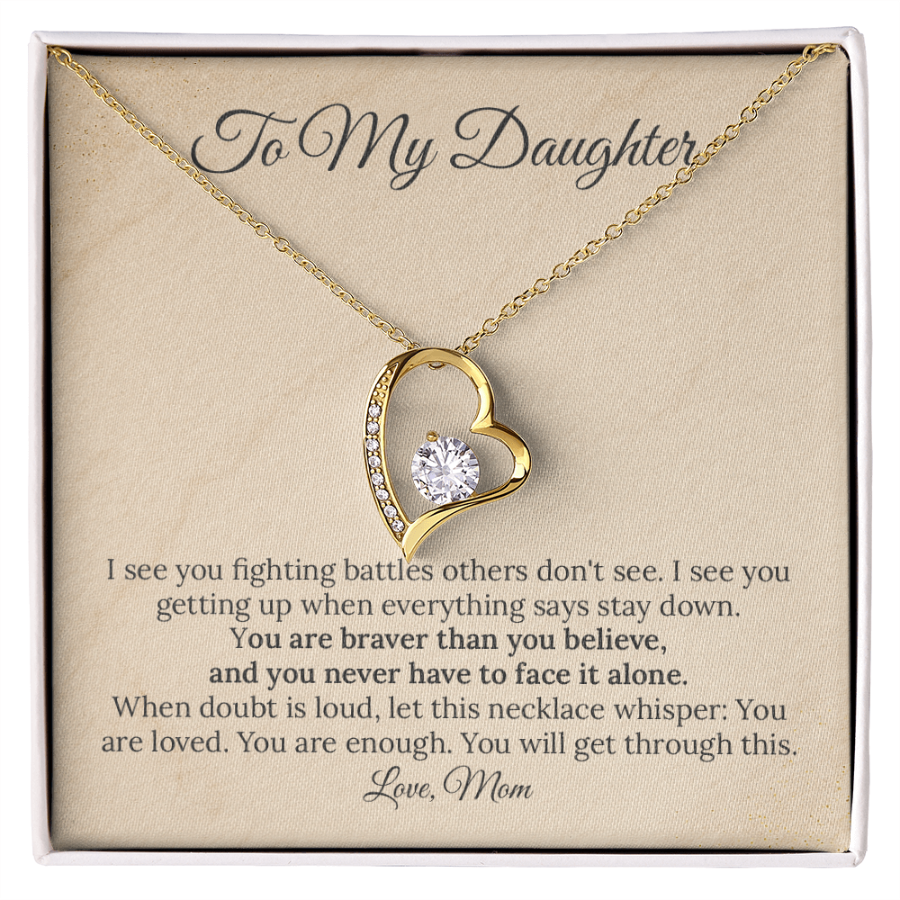 To My Daughter "I See You Fighting" Necklace | Strength & Resilience Gift | Heart Pendant for Invisible Battles from Mom
