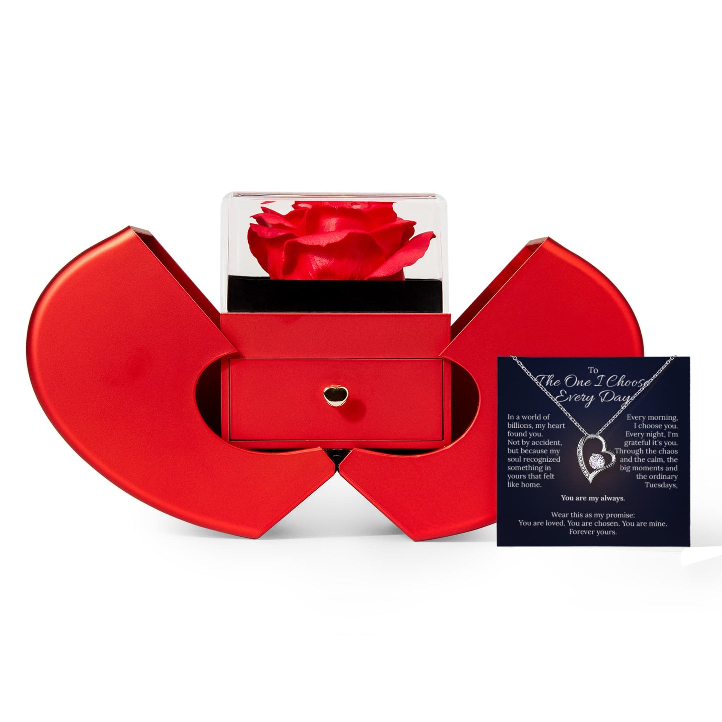 To The One I Choose - Heart Necklace, Rose Box