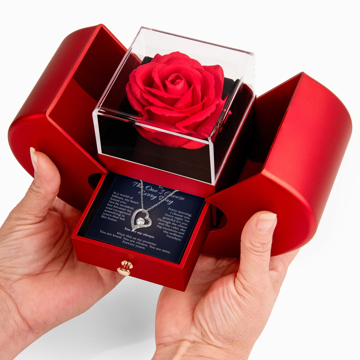 To The One I Choose - Heart Necklace, Rose Box