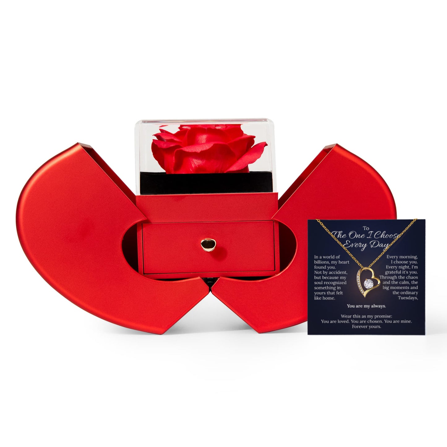 To The One I Choose - Heart Necklace, Rose Box